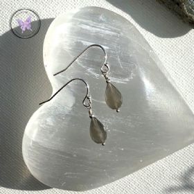 Faceted Grey Moonstone Drop Earrings